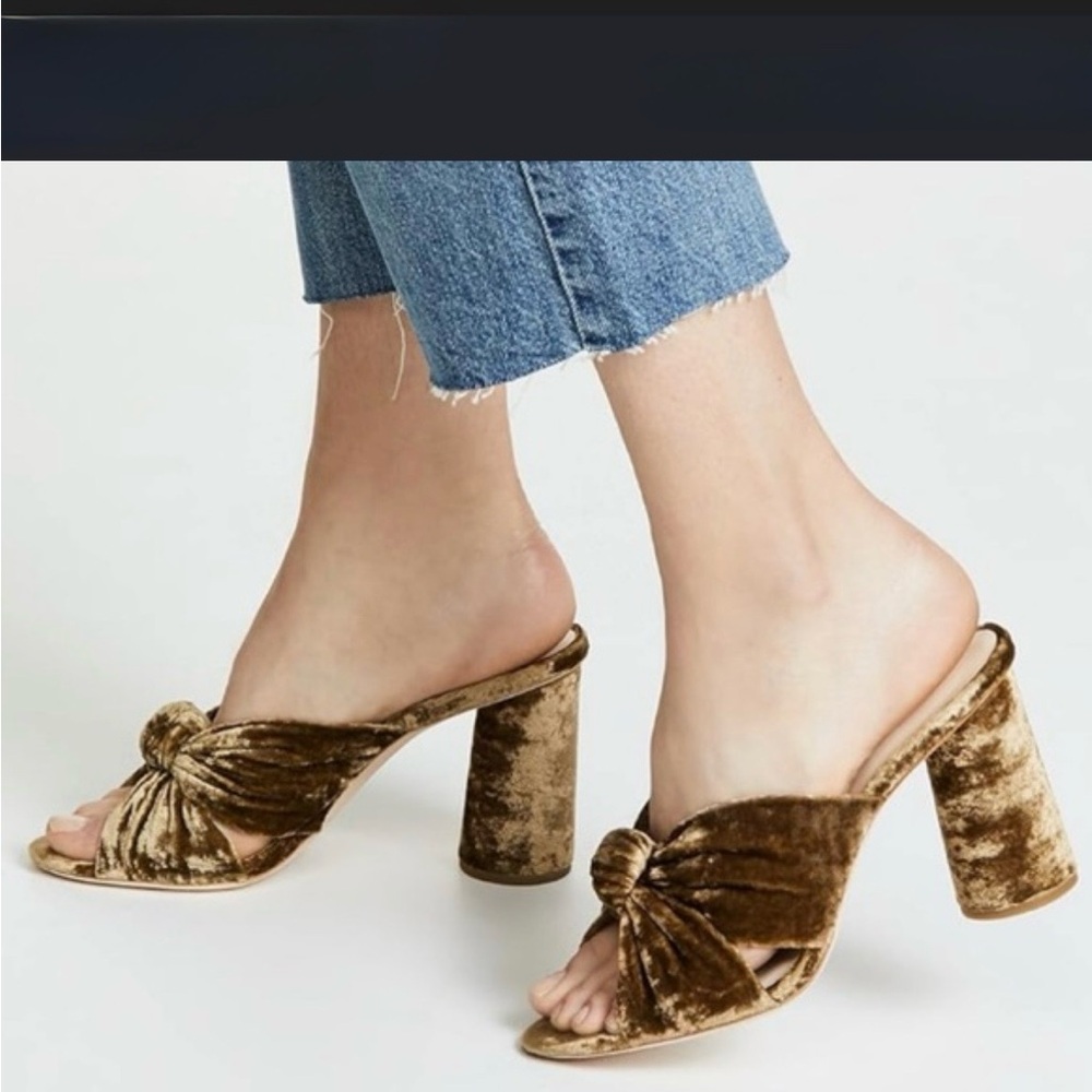 Loeffler Randall Coco Heel Velvet Knot Mule Sandals (9.5)